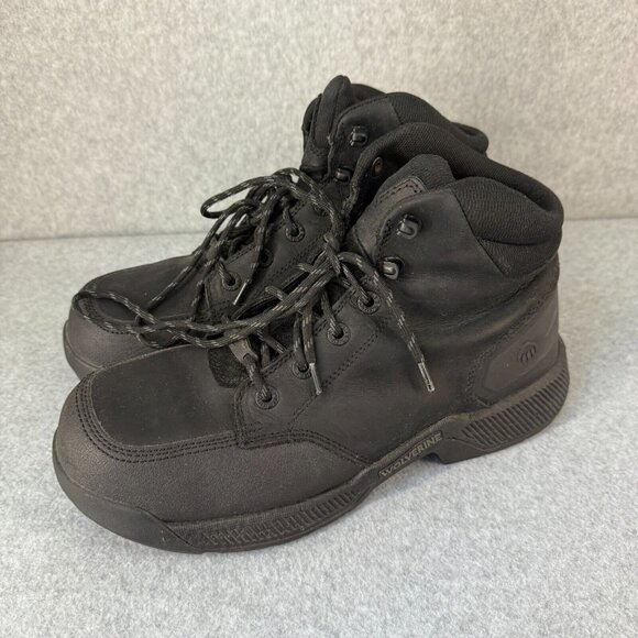 Wolverine Mens Size 10 M Black Leather Carom Boots Work Boots Safety‎ Toe LaceUp - Picture 1 of 14
